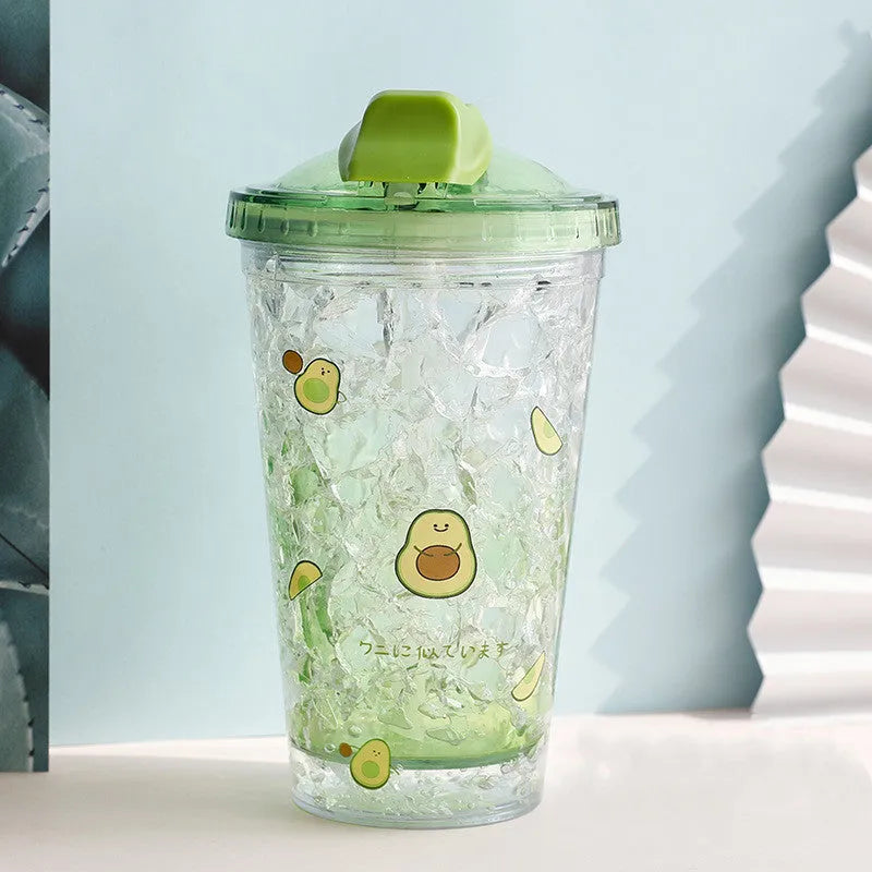 Double Layer Cartoon Summer Oush lid Ice Cup To Keep Cold Water Cup - Bellarte Enchanté Double Layer Cartoon Summer Oush lid Ice Cup To Keep Cold Water Cup
